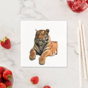 Beautiful Bengal Tiger Face & Paws Photo Napkins