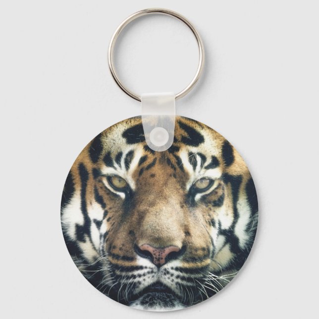 Beautiful Bengal Tiger Face Photo Keychain (Front)