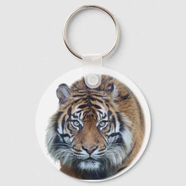 Beautiful Bengal Tiger Face Photo Keychain (Front)