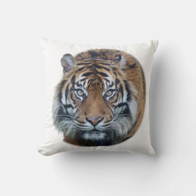 Beautiful Bengal Tiger Face Photo Throw Pillow (Front)