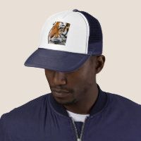 Bengal Tiger Face Paint Tiger Head Animal Bengal Tiger Lover Flat Bill Trucker Hat