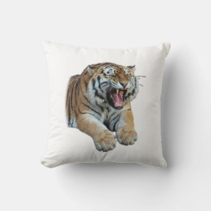 Beautiful Bengal Tiger Face & Teeth Photo Throw Pillow