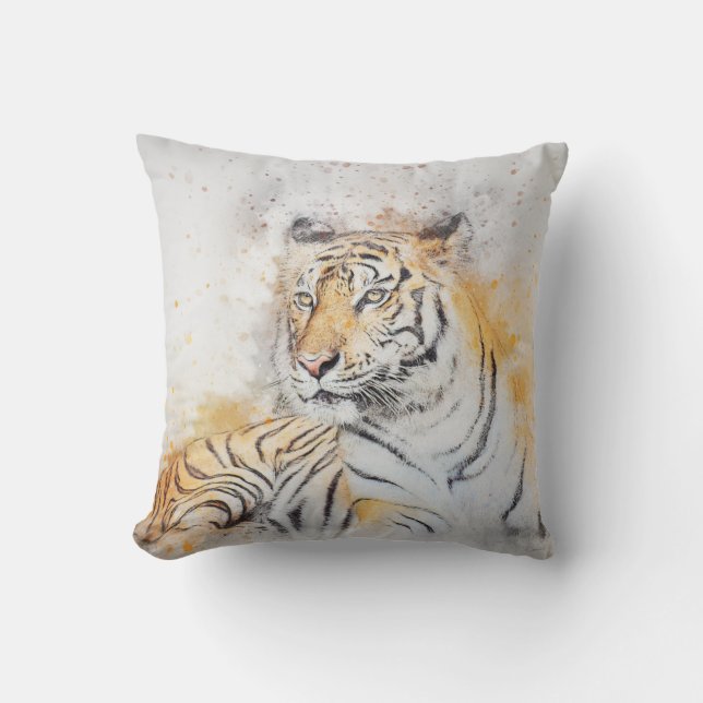Beautiful Bengal Tiger Painting Throw Pillow (Front)