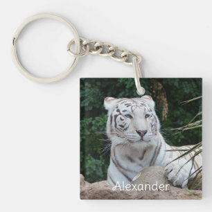 Beautiful Bengal White Tiger Photography Keychain