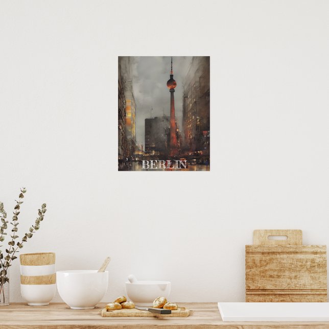 Beautiful Berlin Alexanderplatz Illustration Poster (Kitchen)