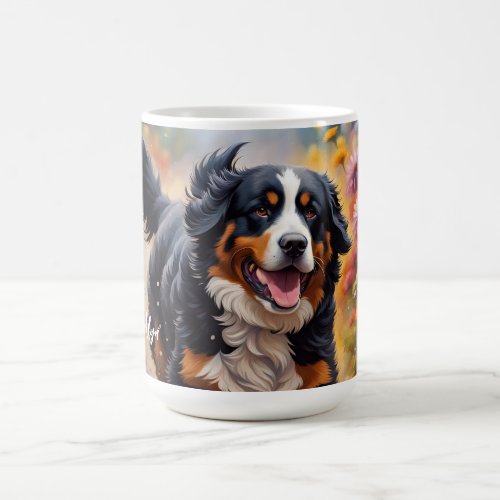 Beautiful Bernese Mountain Dog  Flowers Coffee Mug