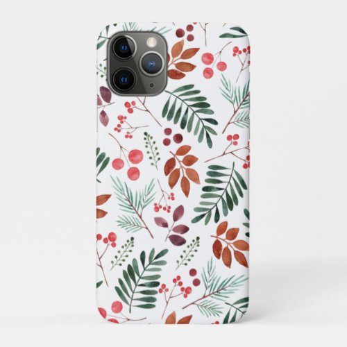 Beautiful Berry and Branches  Watercolor Winter   iPhone 11 Pro Case