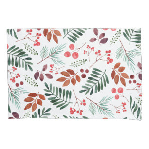 Beautiful Berry and Branches Watercolor Winter Pillow Case