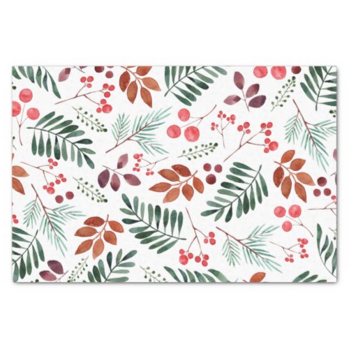 Beautiful Berry and Branches  Watercolor Winter  Tissue Paper