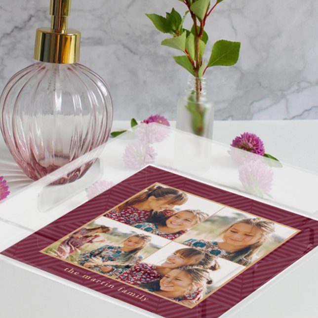 Beautiful Berry Geometric Pattern Photo Collage Acrylic Tray (Creator Uploaded)