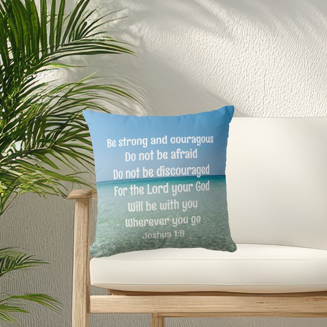 Beautiful Bible Verse Christian Beach House Throw Pillow (Creator Uploaded)