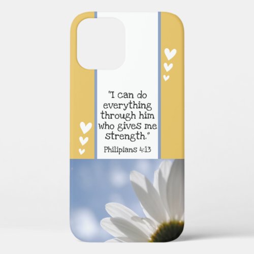 Beautiful Bible Verse Daisy Photo Template Custom iPhone 12 Case