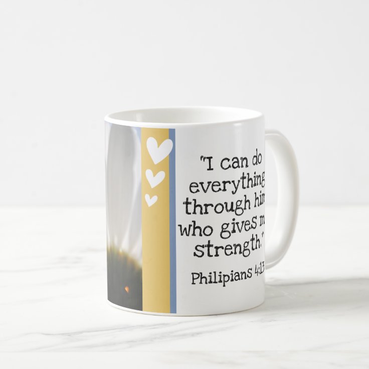 Beautiful Bible Verse Daisy Photo Template Custom Coffee Mug | Zazzle