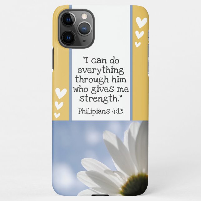 Beautiful Bible Verse Daisy Photo Template Custom iPhone Case (Back)