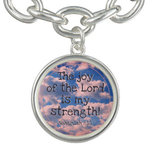 Beautiful Bible Verse Pastel Clouds Photo Template Bracelet