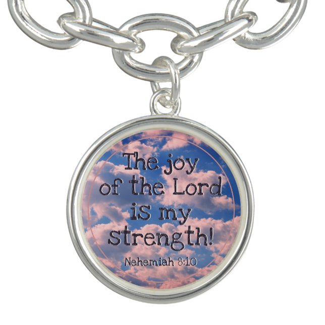 Beautiful Bible Verse Pastel Clouds Photo Template Bracelet (Design)