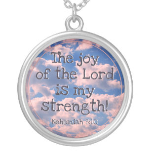 Beautiful Bible Verse Pastel Clouds Photo Template Silver Plated Necklace
