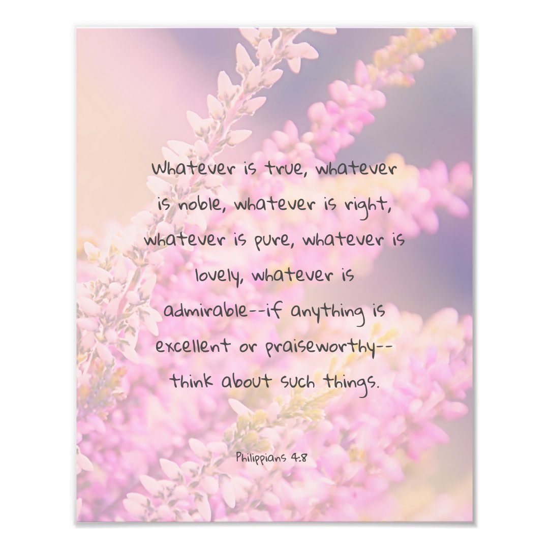 Beautiful Bible Verse Quote with Pink Flowers Photo Print | Zazzle