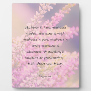 Beautiful Bible Verse Quote with Pink Flowers Plaque