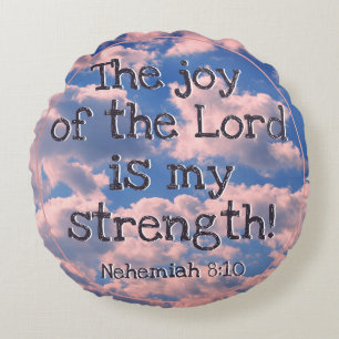 Beautiful Bible Verse Template Daisy Sky Clouds Round Pillow