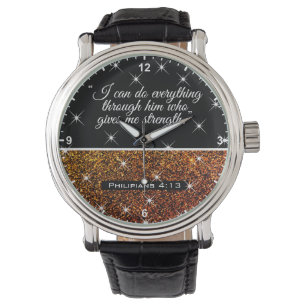 Beautiful Bible Verse Text Golden Glitter Stars  Watch