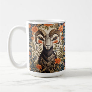 Beautiful Big Horn Sheep William Morris Inspired Coffee Mug