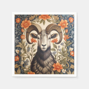 Beautiful Big Horn Sheep William Morris Inspired Napkins