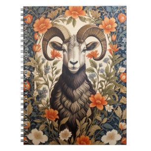 Beautiful Big Horn Sheep William Morris Inspired Notebook