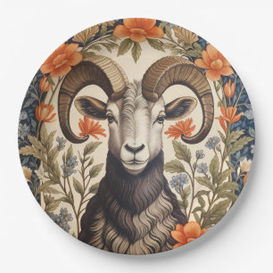 Beautiful Big Horn Sheep William Morris Inspired Paper Plates
