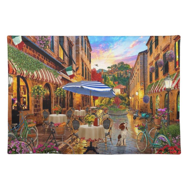 Beautiful Biking Through Italy Fine Art Cloth Placemat (Front)