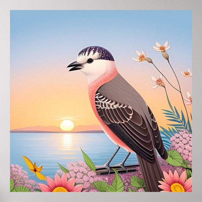 Beautiful Bird in Coastal Nature Scene Poster (Front)