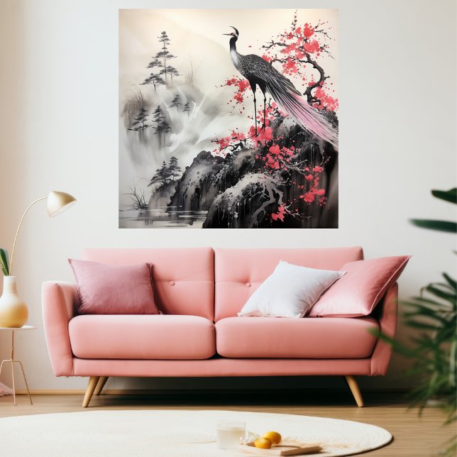 Beautiful Bird Pink Cherry Blossom Asian Art  Canvas Print (Creator Uploaded)