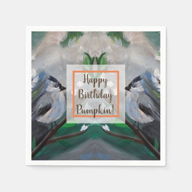 Beautiful Bird Spring Painting Napkins (Front)