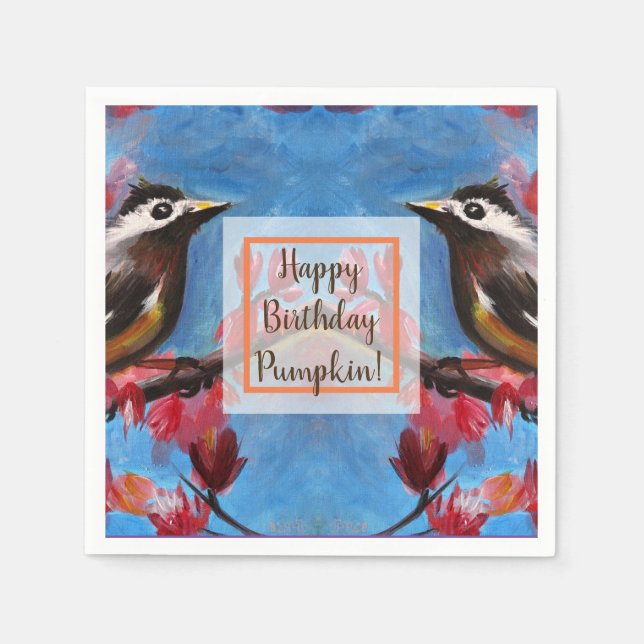 Beautiful Bird Spring Painting Napkins (Front)