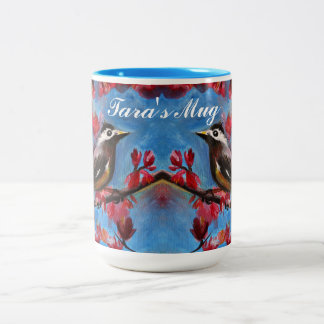 Beautiful Bird Spring Painting Two-Tone Coffee Mug