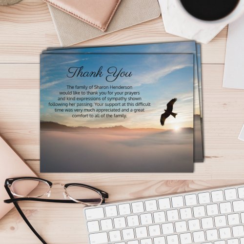 Beautiful Bird Sunset Funeral Thank You Note Card