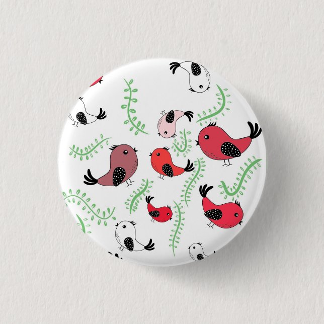 Beautiful bird themed design, patterned  button (Front)