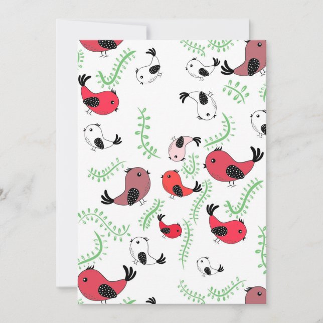 Beautiful bird themed design, patterned  invitation (Front)