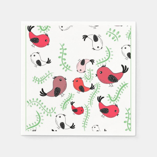 Beautiful bird themed design, patterned  napkins (Front)