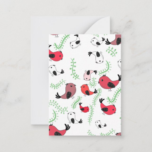 Beautiful bird themed design, patterned  note card (Front)