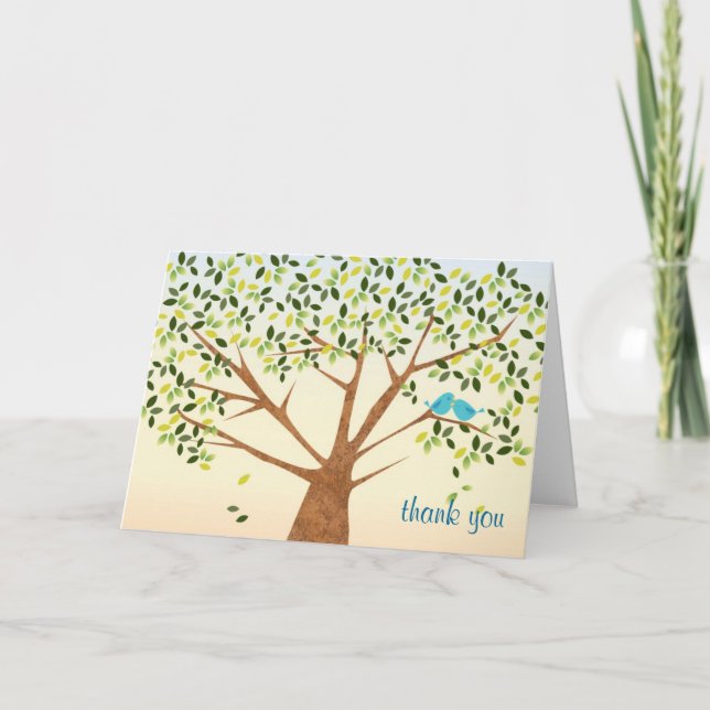 Beautiful Bird Tree Thank You Card (Front)