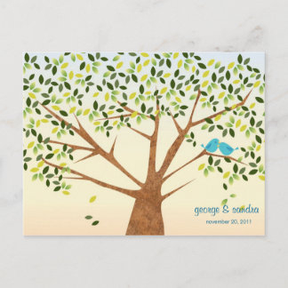 Beautiful Bird Tree Wedding Invitation Postcard
