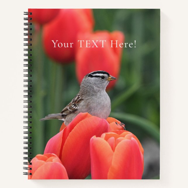 Beautiful Bird with Tulips Spiral Notebook (Front)