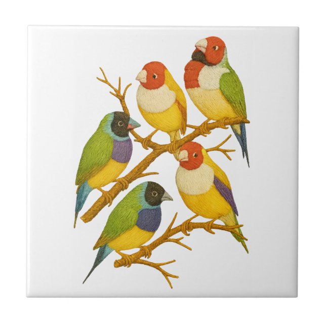 Beautiful birds on the branch ceramic tile (Front)