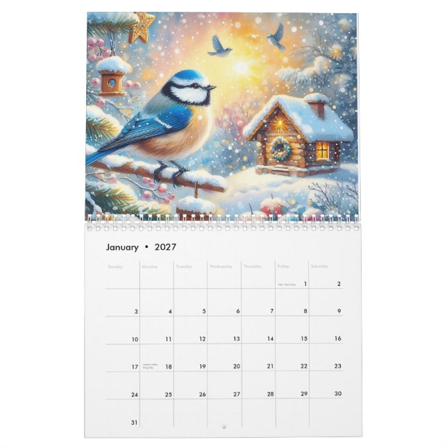 Beautiful Birds Paintings Calendar (Jan 2027)