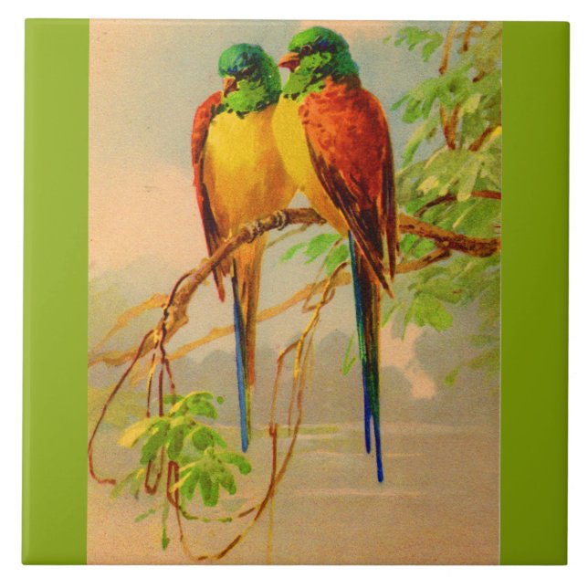 beautiful birds print ceramic tile (Front)
