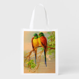 beautiful birds print grocery bag