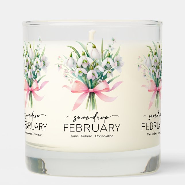 Beautiful Birth Mont Flower/February/Snowdrop Scented Candle (Front)