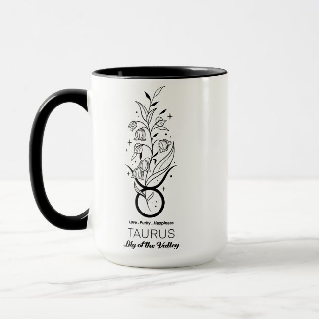 Beautiful Birth Month Flower/Zodiac Sign/Taurus Mug (Left)