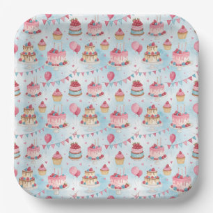 Beautiful Birthday Cake Paper Plates